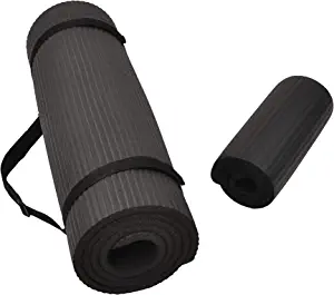 BalanceFrom All Purpose 1/2-Inch Extra Thick High Density Anti-Tear Exercise Yoga Mat and Knee Pad with Carrying Strap and Yoga Blocks