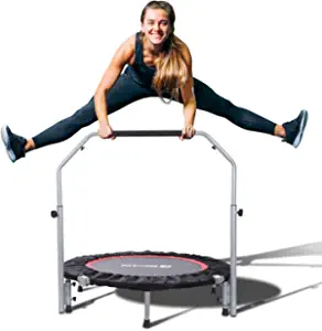 BCAN 40/48" Foldable Mini Trampoline, Fitness Rebounder with Adjustable Foam Handle, Exercise Trampoline for Adults Indoor/Garden Workout Max Load 330lbs/440lbs
