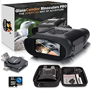 CREATIVE XP Night Vision Goggles - GlassCondor Pro - Digital Military Binoculars w/Infrared Lens, Tactical Gear for Hunting & Security, Black