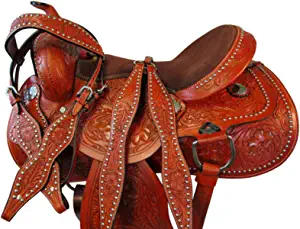 Premium Tooled 17 16 15 Western Saddle Pleasure Trail Horse Leather Barrel Racing