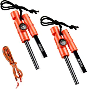 AOFAR Fire Starter AF-381/AF-381plus Fire Steel with Paracord and Whistle for Camping, Hiking, Hunting, Backpacking, Boating, Emergency Rescue