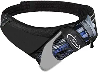 AiRunTech Upgraded No Bounce Hydration Belt Can be Cut to Size Design Strap for Any Hips for Men Women Running Belt with Water Bottle Holder with Large Pocket Fits Most Smartphones