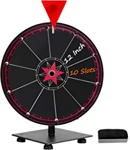 Spinning Wheel for Prizes, 10 Slots Color Prize Wheel with Eraser, 12 Inch Spin Wheel with Stand, Roulette Wheel for Tabletop - Wheel of Fortune Wheel Spinner for Carnival, Game Casino and Trade Show