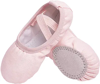Stelle Girls Canvas Ballet Slippers Flats, Leather Soles Dance Shoes for Toddler Little Kid