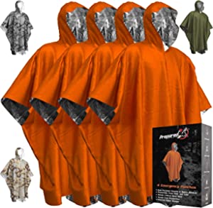 Emergency Blankets & Rain Poncho Hybrid Survival Gear and Equipment  Tough, Waterproof Camping Gear Outdoor Blanket  4 Pack