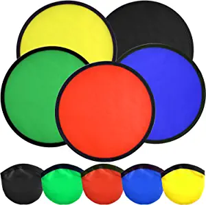 SAYAYA 30 Pieces Foldable Flying Disc/Fan with Storage Pouch for Summer Outdoor Activity, 5 Colors