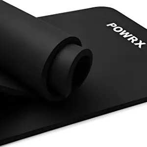 POWRX Yoga Mat Thick | Exercise Mat 1/2" - 3 Widhts with Carrying Strap and Bag | Non-Slip Workout Mat for Women Men Home Fitness Stretching Pilates Gymnastics Floor Gym Equipments