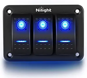 Nilight 90017C 3 Gang Aluminum Panel Toggle Dash 5 Pin On/Off Pre-Wired Rocker Switch Holder for Automotive Car Marine Boat, 2 Years Warranty