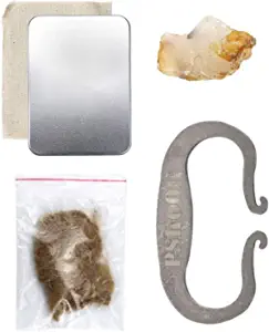 PSKOOK Flint and Steel Single High Carbon Steel Fire Striker English Flint Stone Pocket Fire Bellows Emergency Jute Tinder Bushcraft