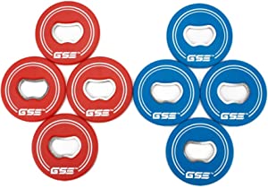 GSE Quality Outdoor Solid Wood Washer Toss Game Set, Set of 8 Replacement Washers with Bottle Opener for Washer Toss Pitching Lawn Game