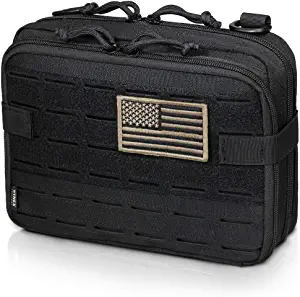 WYNEX Tactical Molle Admin Pouch of Laser Cut Design, Utility Pouches Molle Attachment Military Medical EMT Organizer with Map Pocket EDC EMT Pack IFAK Tool Holder Universal U.S.A Patch Included