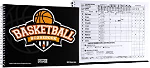 Murray Sporting Goods Basketball Scorebook - 35 Games Score Book Side by Side Score Keeping Book for Stats | Basketball Stat Tracking Book - High School, Middle School, Little League for Scorekeepers