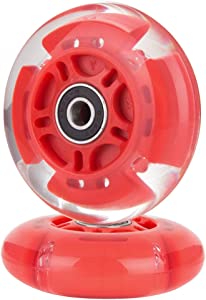 AOWISH 2-Pack Light Up Scooter Rear Wheels 80mm LED Flash Flashing Inline Skates Replacement Wheel with Bearings ABEC 9 for Adjustable 3-Wheel Kick Scooters