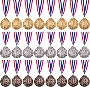 Favide 24 Pieces Gold Silver Bronze Award Medals-Winner Medals Gold Silver Bronze Prizes for Competitions, Party,Olympic Style, 2 Inches