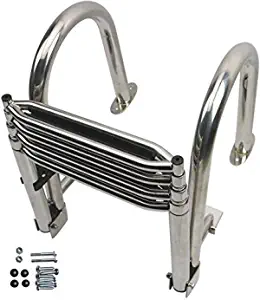 Folding 4 Step Marine Ladder Stainless Steel Heavy Duty Telescoping Ladder for Boat Yacht Dock