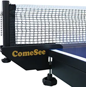 Comesee Professional Table Tennis Ping Pong Net Post Set Strength Screw Clamp with Net Clip Insert, 1.65 Inch Width Grip Holder, Tension and Height Adjustable Easy Set Up (Black)