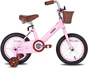 JOYSTAR Vintage 12 & 14 & 16 & 18 Inch Kids Bike with Basket & Training Wheels for 2-9 Years Old Girls & Boys (Green, Beige & Pink)