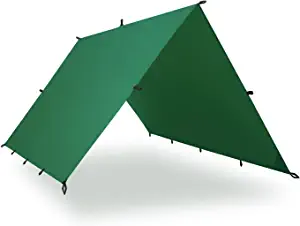 Aqua Quest Guide Tarp - 100% Waterproof Ultralight Ripstop SilNylon Backpacking Rain Fly - 10x7, 10x10, 13x10, 15x15, or 20x13 ft Forester Green, Olive Drab or Stealth Gray