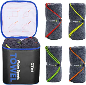 4Monster 4 Pack Microfiber Bath Towel Camping Towel Swimming Towel Sports Towel with Accessory Bag, Quick Dry & Super Absorbent for Travel Gym Boat RV, Suitable for Adults Kids Family, 24 X 48 Inch