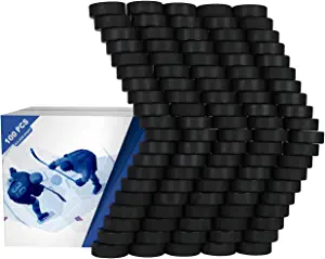 Golden Sport Ice Hockey Pucks, 100pcs, Official Regulation, for Practicing and Classic Training, Diameter 3", Thickness 1", 6oz, Black
