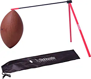 GoSports Football Kicking Tee, Metal Place Kicking Stand for Field Goal Kicks - Portable Holder Compatible with All Football Sizes, Red