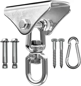 Yes4All Steel Heavy Duty Swing Hanger, 1000 LB Capacity, 2 Screws for Wooden and 2 Expansion Bolts for Concrete, 360 Swing