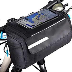OBOVA Bike Handlebar Bag Waterproof 4L, Touchscreen Phone Holder, 4-Layer Protection Handlebar Bags For Bicycles | Bicycle Handlebar Bag, Bike Front Bag Pouch for Handlebars, MTB, Road, Mountain