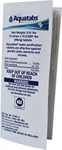 Aquatabs 49mg Water Purification Tablets. Water Filtration System for Hiking, Backpacking, Camping, Emergencies, Survival, and Home-Use. Easy to Use Water Treatment and Disinfection - 100 Pack