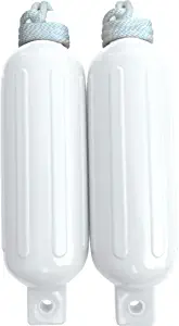 Dock Edge + Twin Eye, Dolphin Boat Fender, Ribbed, 5.5"x20", White, 2-Pack