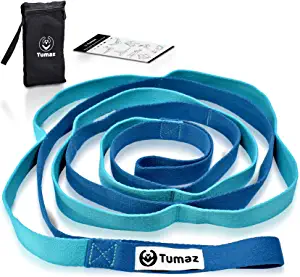Tumaz Stretching Strap - 10 Loops & Non-Elastic Yoga Strap - The Perfect Home Workout Stretch Strap for Physical Therapy, Yoga, Pilates, Flexibility - [Extra Thick, Durable, Soft]