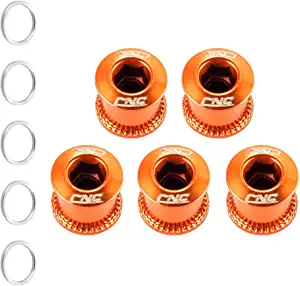 CNC 5 PCS Steel Double/Single Chainring Bolts M86.5mm Bicycle Chainring Bolt&Nut Set, Black/Blue/Orange/Red/Colourful