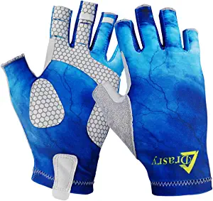 Drasry UV Protection Fishing Fingerless Gloves Men Women UPF 50+ SPF Gloves for Fishing Kayak Paddling Hiking Sailing Rowing Sun Gloves