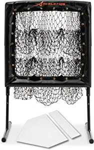 Pitching Net with Strike Zone | Baseball Pitching Trainer | Pitching Aid Net Softball with Strike Zone | Adjustable Height and Portable | Home Drill Practice [Pitching Rubber and Home Base Included]