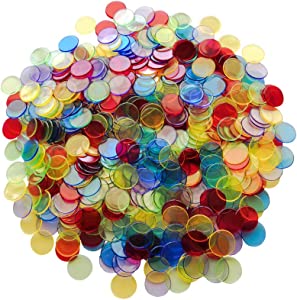 Yuanhe 500 Pieces 3/4 inch Transparent Bingo Counting Chips-Mixed Color