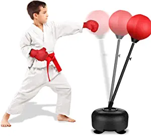 Rovtop Kids Punching Bag for Kids - Height Adjustable Boxing Set with Stand and Boxing Gloves, Thicker PVC and Stronger Spring, Christmas Birthday Gifts Toys for 4 5 6 7 8 and Up Years Old Boys Girls
