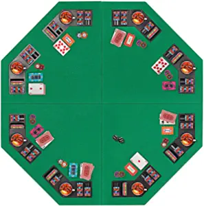 VIVOHOME 48 Inch Foldable 8-Player Texas Poker Card Tabletop Layout Portable Anti-Slip Rubber Board Game Mat with Cup Holders and Carrying Bag, Green