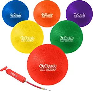 GoSports Playground Balls for Kids (Heavy Duty Set of 6) with Carry Bag and Ball Pump (Choose 8.5 or 10 Sizes)