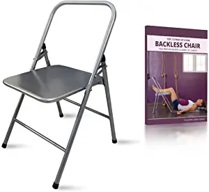 Samadhaan Iyengar Backless Yoga Chair - Prop for Flexibility and Strength Training. Portable Folding Yoga Chair with MS Frame and Non-Slip Feet Covers | 100kg Capacity