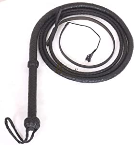 Indiana Jones Style Bull Whip 6 Foot 8 Plaits Real Cow Hide Leather Bullwhip Black