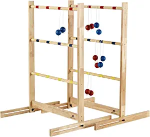 ApudArmis Ladder Toss Game Set, Pine Wooden Golf Ladder Lawn Game with 6 Bolos Balls and Carrying Case - Outdoor Yard Beach Game for Teens Adults Family
