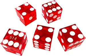 Yuanhe Grade AAA Precision 16mm Serialized Casino Craps Dice with Razor Edges and Corners, 5dices per Set