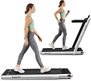 Goplus 2 in 1 Folding Treadmill, 2.25HP Superfit Under Desk Electric Treadmill, Installation-Free with Blue Tooth Speaker, Remote Control, APP Control and LED Display, Walking Jogging for Home Office