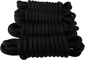 Amarine Made 4-Pack 5/8 Inch 20 FT Double Braid Nylon Dockline,Mooring Rope Double Braided Dock Line