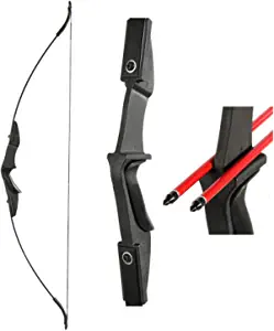 TOPARCHERY Archery 57" Takedown Youth Recurve Bow Hunting Black Long Bow for Beginner Teenagers Right Left Hand Black - Draw Weight 30lbs 40lbs