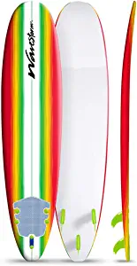 Wavestorm 8ft Surfboard // Foam Wax Free Soft Top Longboard for Adults and Kids of All Levels of Surfing, Multicolor