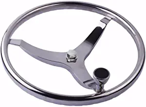 316 Stainless Steel 13-1/2" Dia Boat Steering Wheel with 5/8" -18 Nut and Turning Knob for Seastar and Verado