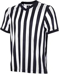 allentian Men's Referee Shirt - Official Black & White Stripe Referee/Umpire Jersey Pro-Style V-Neck Referee Uniform, Great for Basketball, Football, & Soccer