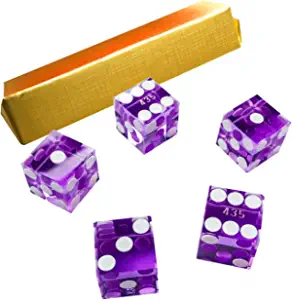 Yuanhe Set of 5 Grade AAA Precision 19mm Serialized Casino Craps Dice with Razor Edges and Corners (5 Colors Available)