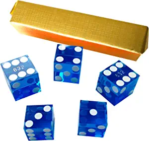 Yuanhe Set of 5 Grade AAA Precision 19mm Serialized Casino Craps Dice with Razor Edges and Corners (5 Colors Available)