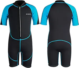 Seaskin Kids Wetsuit for Boys Girls Toddlers, 2mm Shorty Diving Suits Front Zipper 3mm Full Suits Back Zip Wet Suits Neoprene Thermal Swimsuits Keep Warm for Diving Surfing Swim Lessons